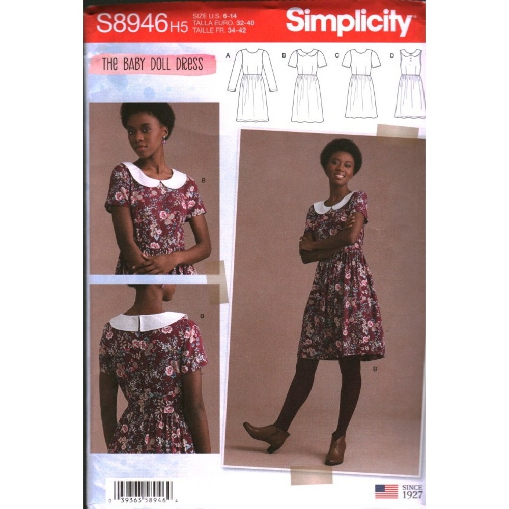 Simplicity S8946 The Baby Doll Dress Sewing Pattern Sizes 6-14 Uncut Peter Pan